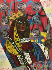 Homage to Serena Williams, Mixed media on board