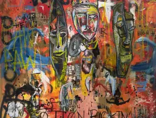 Homage to Serena Williams, Mixed media on board