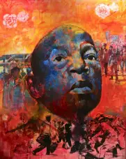 Jerry Lynn, Good Trouble, Mixed media on canvas, 2020, 48x60 in