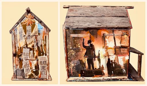 Epaul Julien 2020 resin collage on repurposed wood