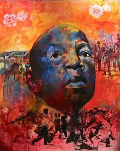 Jerry Lynn Good Trouble Mixed media on canvas 2020 48x60 in