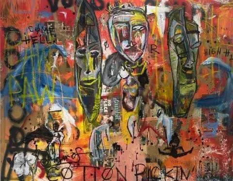 John Lister Cotton Pickin Mixed media on canvas 46x60 in