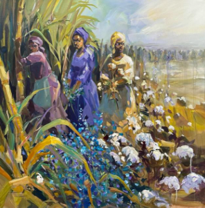 Patrick Waldemar, Sugar, Indigo, Cotton I, Acrylic on canvas, 36x36 in