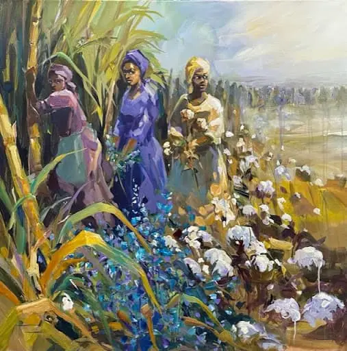 Patrick Waldemar Sugar Indigo Cotton I Acrylic on canvas 36x36 in