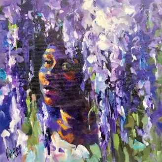 Patrick Waldemar, Wisteria, Acrylic on canvas, 20x20 in