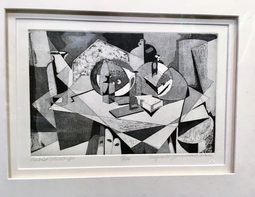 Reginald Gammon Cubist Still Life Etching 6x9 in