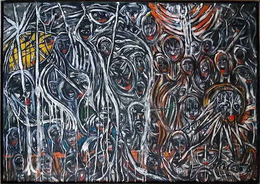 Richard Dempsey Before and After Mixed media on canvas 1982 44x62 in