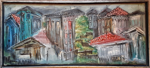 Richard Dempsey Street Memories Oil on canvas 1966 49x21 in